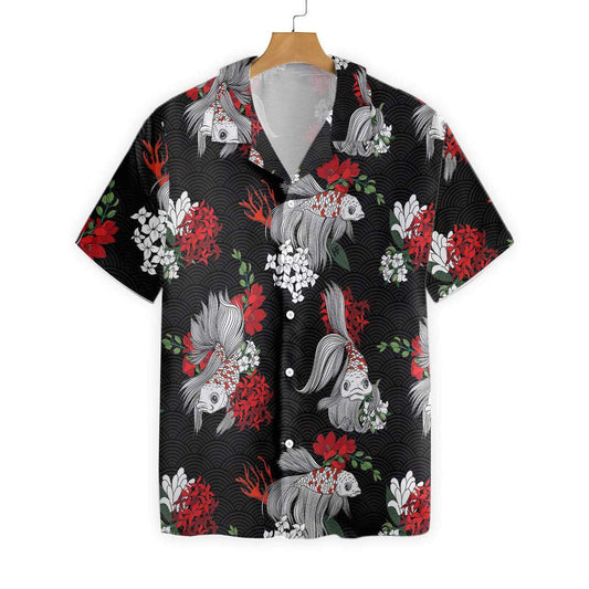 Koi Fish And Flowers Pattern Hawaiian Shirt, Hawaiian For Gift