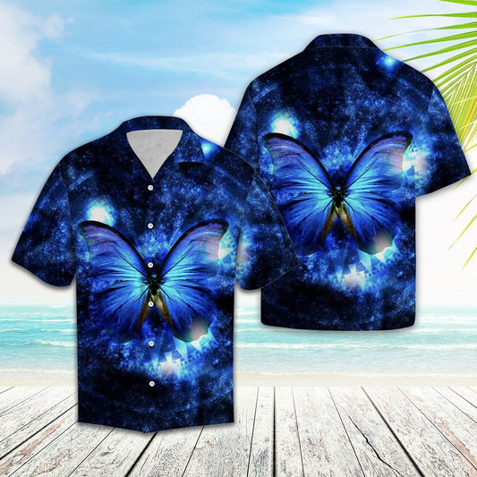 Blue Butterfly Hawaiian Shirt,Hawaiian Shirt Gift, Christmas Gift