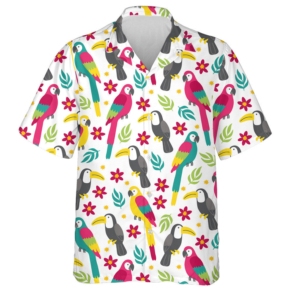 Éan Plumeria Macaw Toucan Duilleoga Trópaiceacha Agus Bláthanna Léine Haváís, Bronntanas Léine Haváís, Bronntanas Nollag