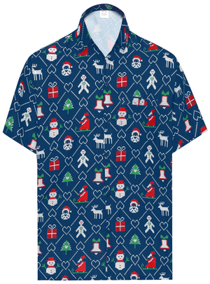 Midnight Blue Presents Santa Christmas Design Hawaiian Shirt, Hawaiian Shirt Gift, Christmas Gift