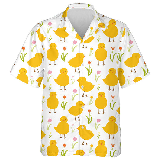 Funny Sleeping Yellow Chicken With Tulip Flower Hawaiian Shirt, Hawaiian Shirt Gift, Christmas Gift