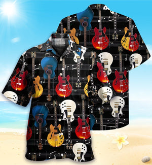 Colorful Guitar Artistic Background Design Hawaiian Shirt, Hawaiian For Gift