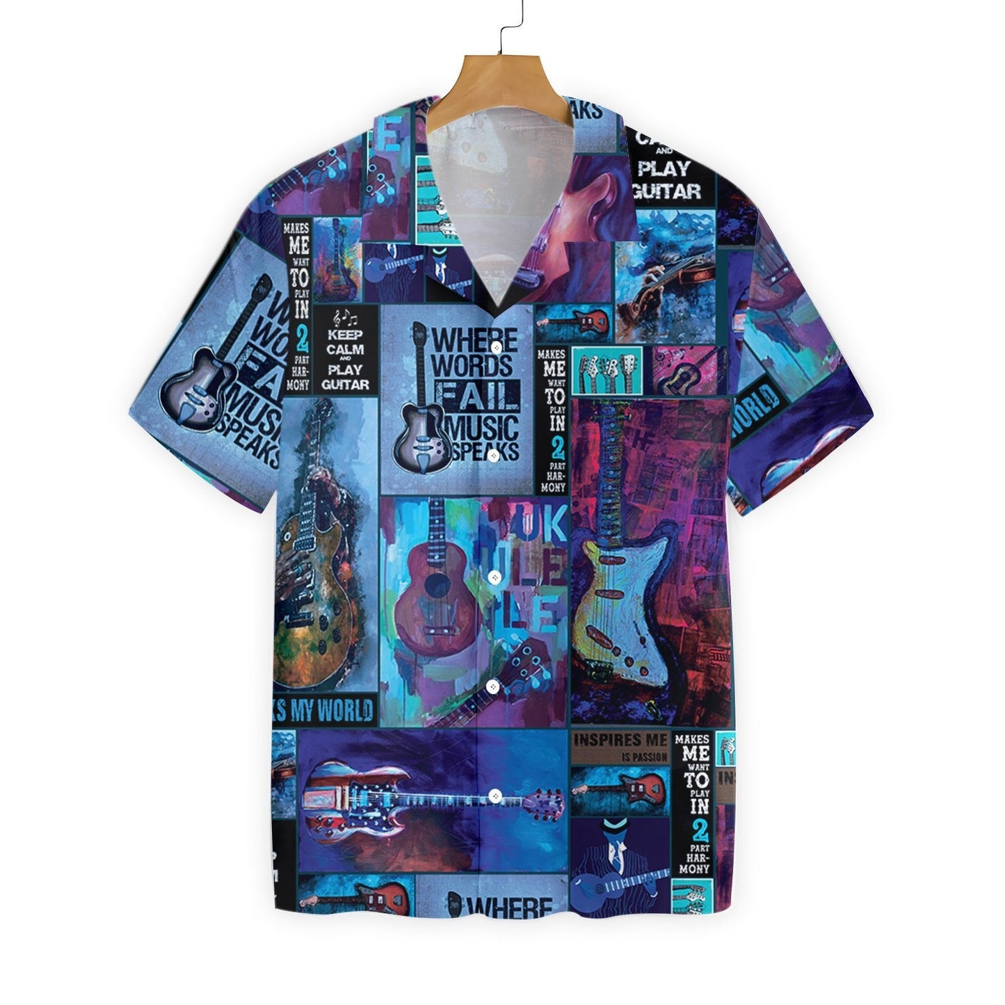 Beautiful Guitar Art Guitarist Pattern Hawaiian Shirt, Hawaiian For Gift