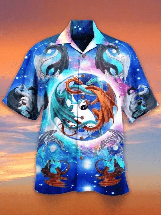 Cool Couple Colorful Dragon Design Hawaiian Shirt,Hawaiian Shirt Gift, Christmas Gift