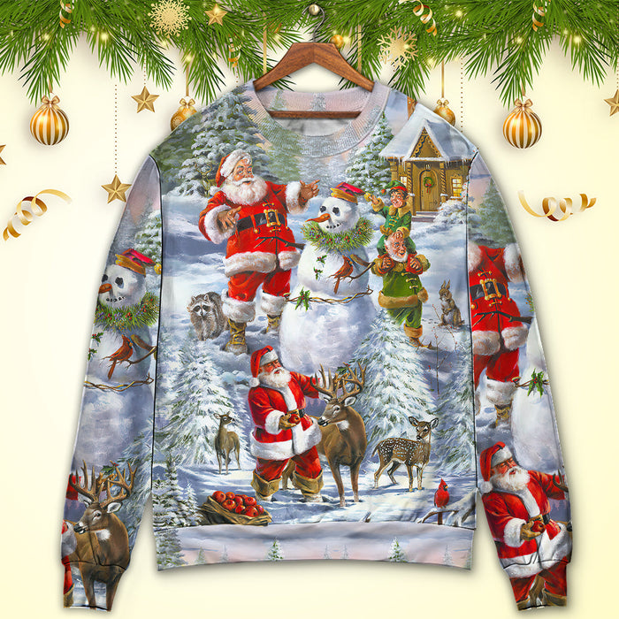 Christmas Santa Claus Snowman Elf So Happy Art Style Ugly Christmas Sweater, Christmas Gift, Gift Christmas 2024