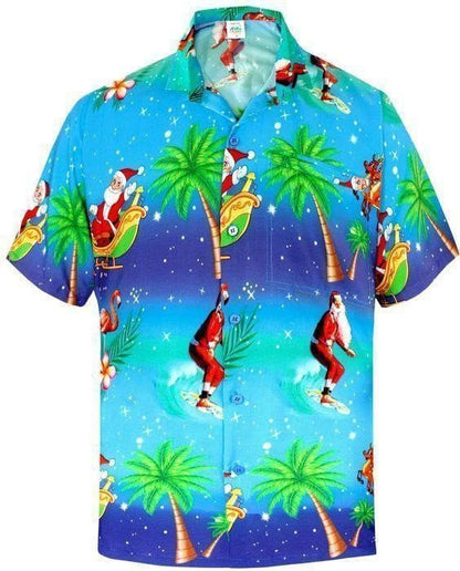Funny Santa Claus Coconut Tree Design Hawaiian Shirt, Hawaiian Shirt Gift, Christmas Gift