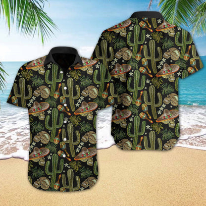Classicskull Cactus Embroidery Design Hawaiian Shirt, Hawaiian For Gift