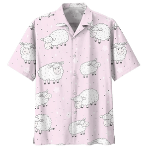 Pink Sheep Illustration Design Hawaiian Shirt,Hawaiian Shirt Gift, Christmas Gift