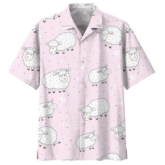 Pink Sheep Illustration Design Hawaiian Shirt,Hawaiian Shirt Gift, Christmas Gift