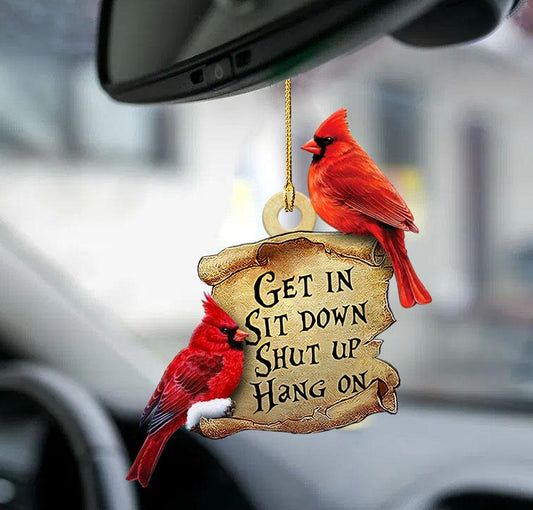 Cardinal get in two sided ornament for car, car hanging ornaments, Christmas Decoration