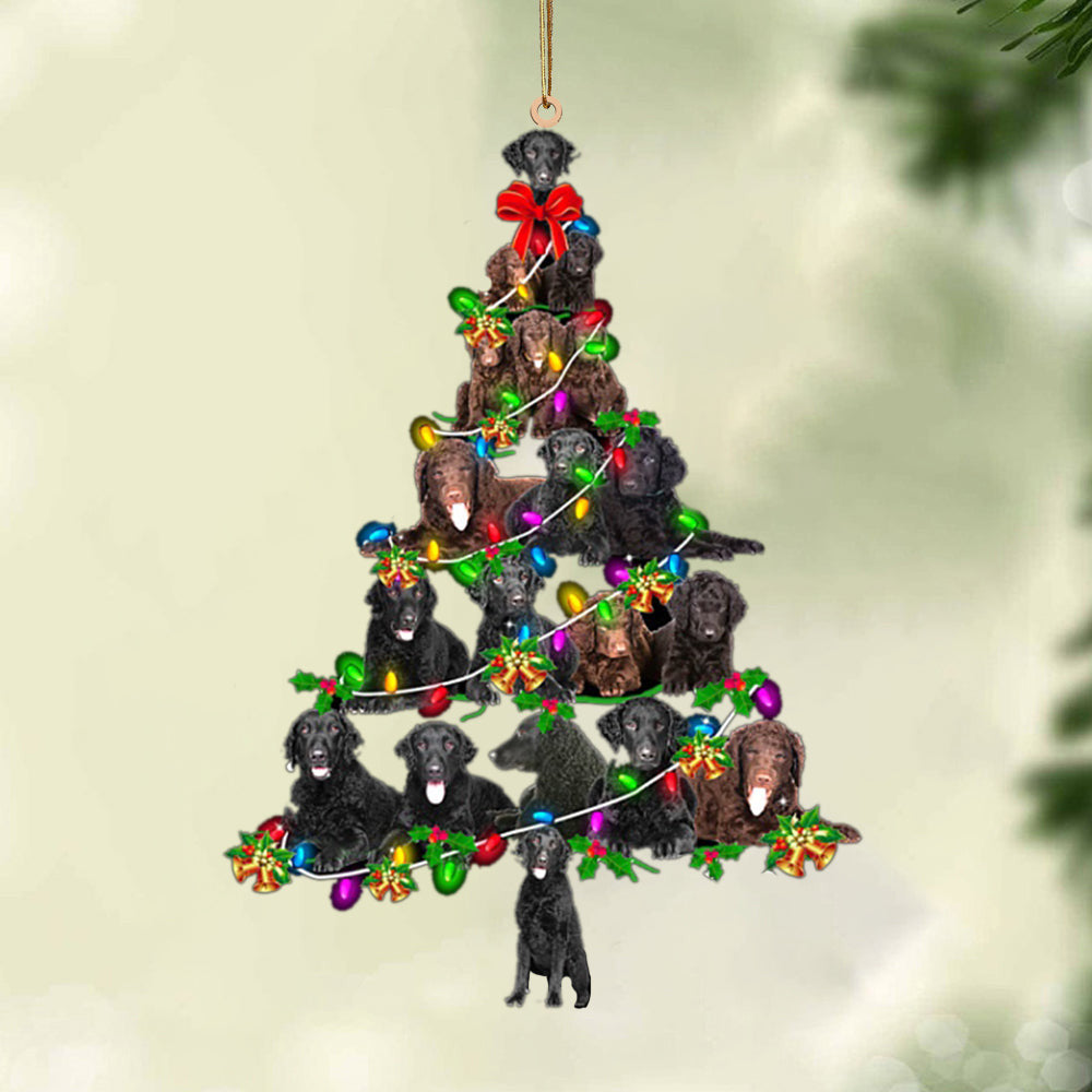 Curly Coated Retriever-Christmas Tree Lights-Two Sided Christmas Plastic Hanging Ornament, Christmas Gift, Christmas Decoration