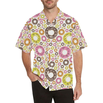 Colorful Donut Pattern Men'S All Over Print Hawaiian Aloha Shirt, Hwaiian For Gift