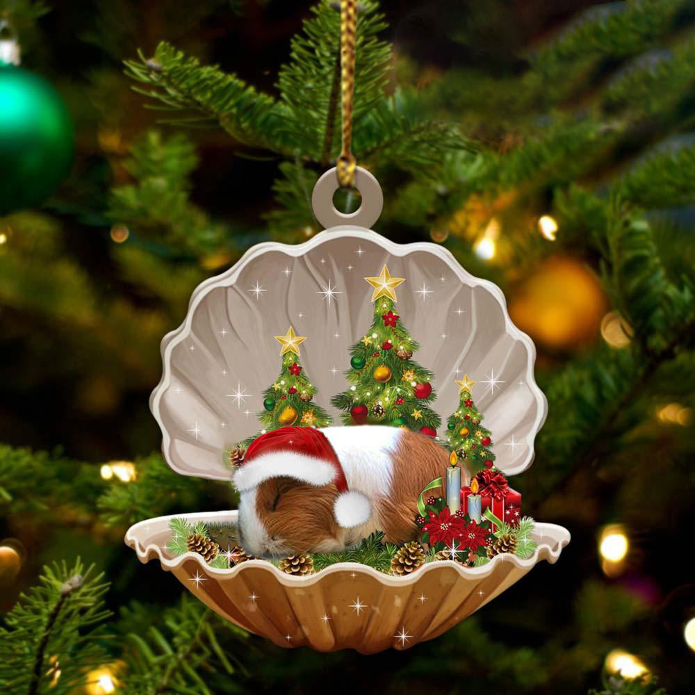 Cute Guinea Pig Sleeping in Pearl Dog Christmas Ornament Flat Acrylic, Christmas Gift,Christmas Decoration