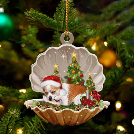 Chihuahua-Sleeping Pearl in Christmas Two Sided Christmas Plastic Hanging Ornament, Christmas Gift, Christmas Decoration