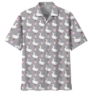 White Duck Background Design Hawaiian Shirt, Hwaiian For Gift