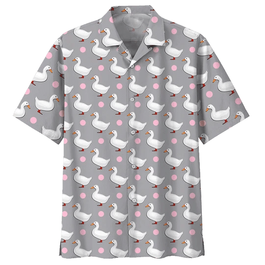 White Duck Background Design Hawaiian Shirt, Hwaiian For Gift