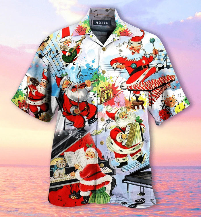 Santa Claus Music Party On Christmas Vintage Style Design Hawaiian Shirt, Hawaiian Shirt Gift, Christmas Gift