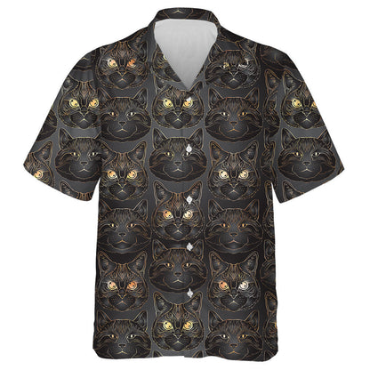 Cats Rose Gold Colors On Black Background Hawaiian Shirt, Hawaiian Shirt Gift, Christmas Gift