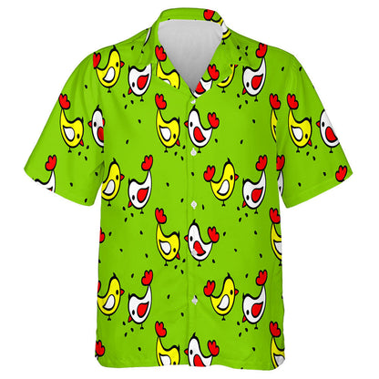 Little Cute Chickens Pecking Seeds On Grass Hawaiian Shirt, Hawaiian Shirt Gift, Christmas Gift