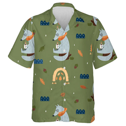 Rainbow And Wolf Modern Fall Seasonal Decor Hawaiian Shirt, Hawaiian Shirt Gift, Christmas Gift