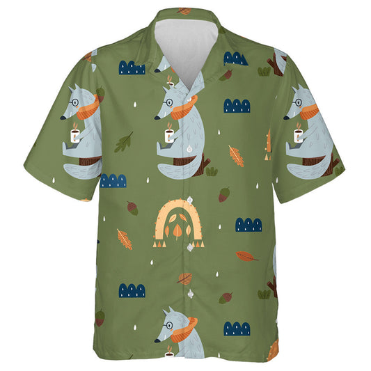 Rainbow And Wolf Modern Fall Seasonal Decor Hawaiian Shirt, Hawaiian Shirt Gift, Christmas Gift