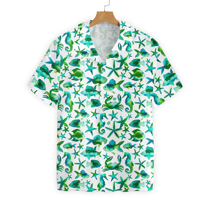 Jade Fish On White Background Design Hawaiian Shirt, Hawaiian For Gift