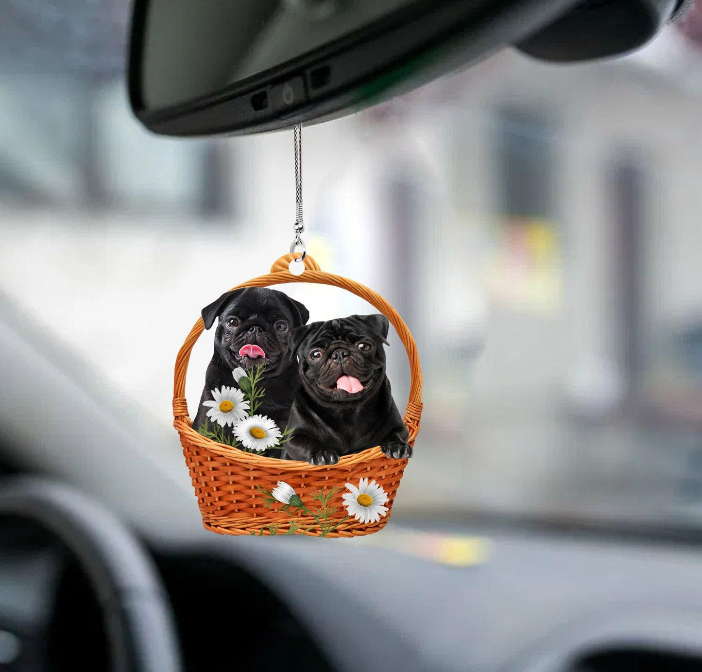 Black Pug God's Present Ornament, Christmas Ornament Gift, Christmas Gift, Christmas Decoration