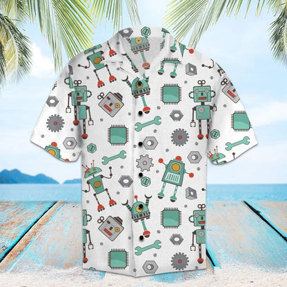Amazing Robot Repaired Equipment Pattern Hawaiian Shirt, Hawaiian For Gift