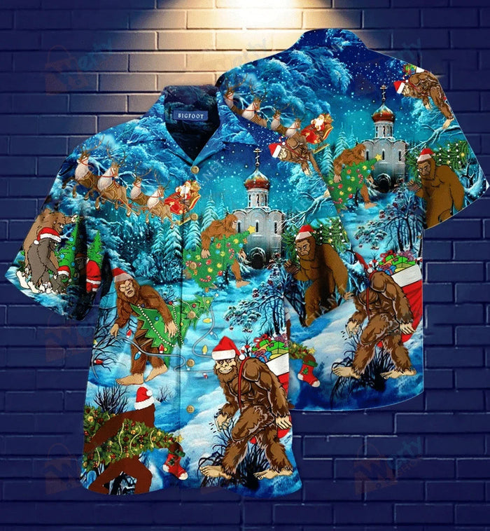 Order Bigfoot Santa At Christmas Colorful Design Hawaiian Shirt, Hawaiian Shirt Gift, Christmas Gift