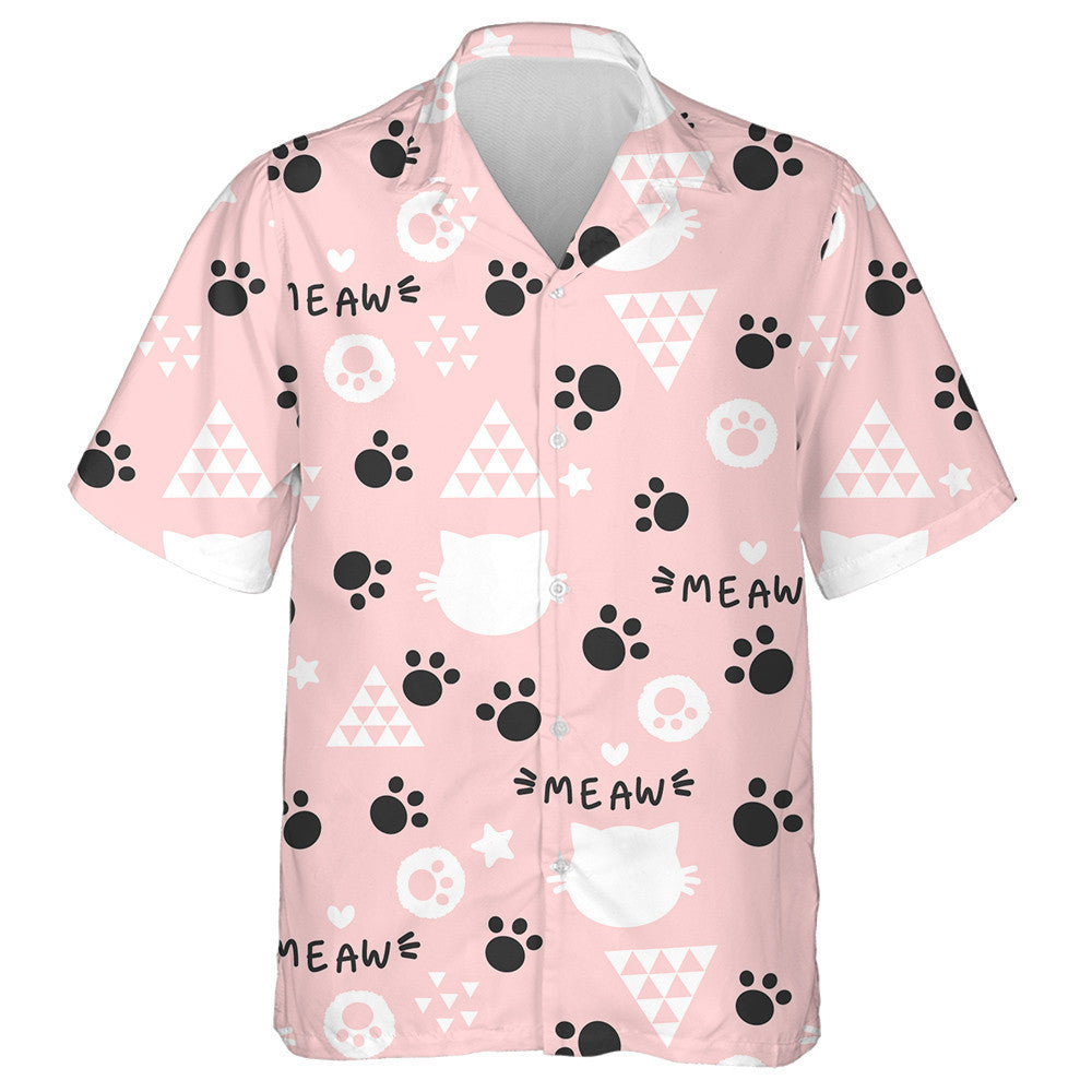 Cute Cartoon Animal Head Cat Kitten Hawaiian Shirt, Hawaiian Shirt Gift, Christmas Gift