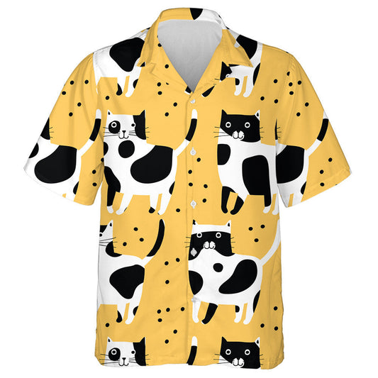 Spotted Cats On A Yellow Background Hawaiian Shirt,Hawaiian Shirt Gift, Christmas Gift