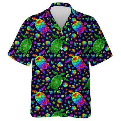 Bright Geometric Turtles And Seashells Colored Animals Hawaiian Shirt, Hawaiian Shirt Gift, Christmas Gift