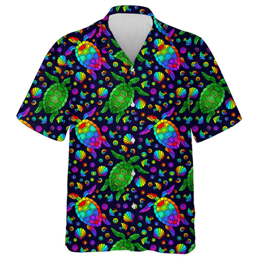 Bright Geometric Turtles And Seashells Colored Animals Hawaiian Shirt, Hawaiian Shirt Gift, Christmas Gift