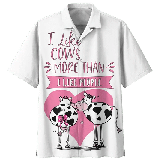Kiss Cow Watercolor Design Hawaiian Shirt, Hawaiian For Gift