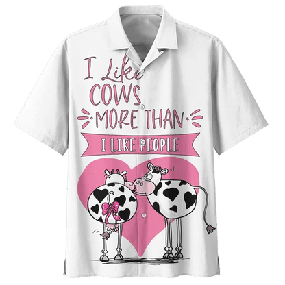 Kiss Cow Watercolor Design Hawaiian Shirt, Hawaiian For Gift