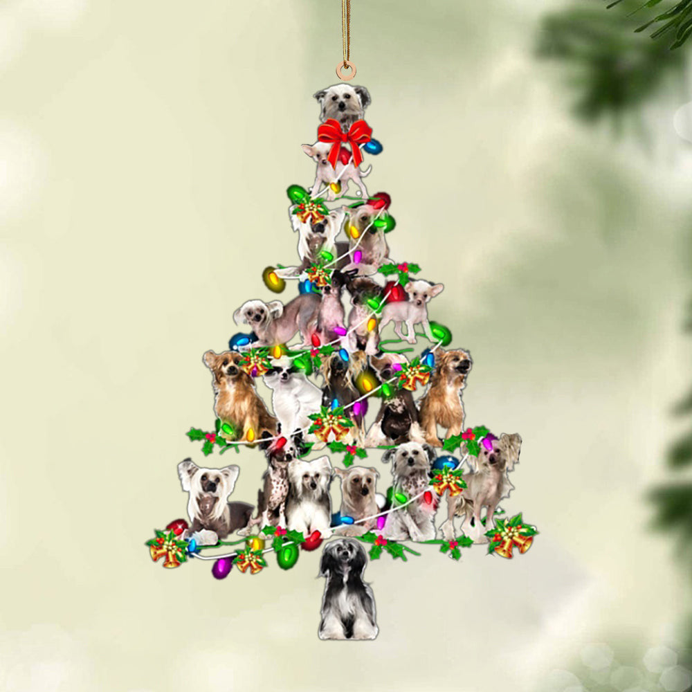 Chinese Crested Dog-Christmas Tree Lights-Two Sided Christmas Plastic Hanging Ornament, Christmas Gift, Christmas Decoration