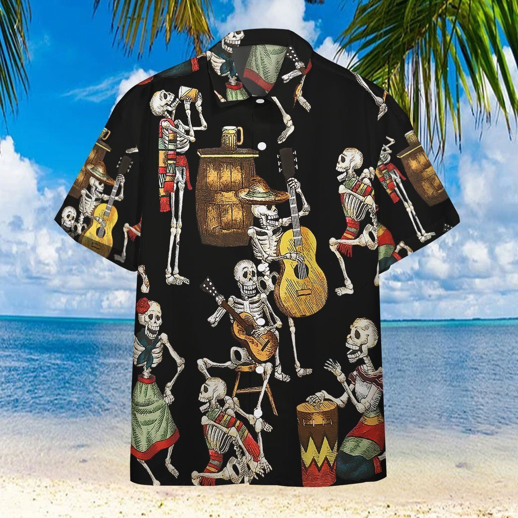Skeleton Dance Seamless Background Design Hawaiian Shirt,Hawaiian Shirt Gift, Christmas Gift