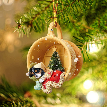 Cavalier King Charles Spaniel Sleeping In A Tiny Cup Christmas Holiday-Two Sided Ornament,Christmas Gift,Christmas Decoration