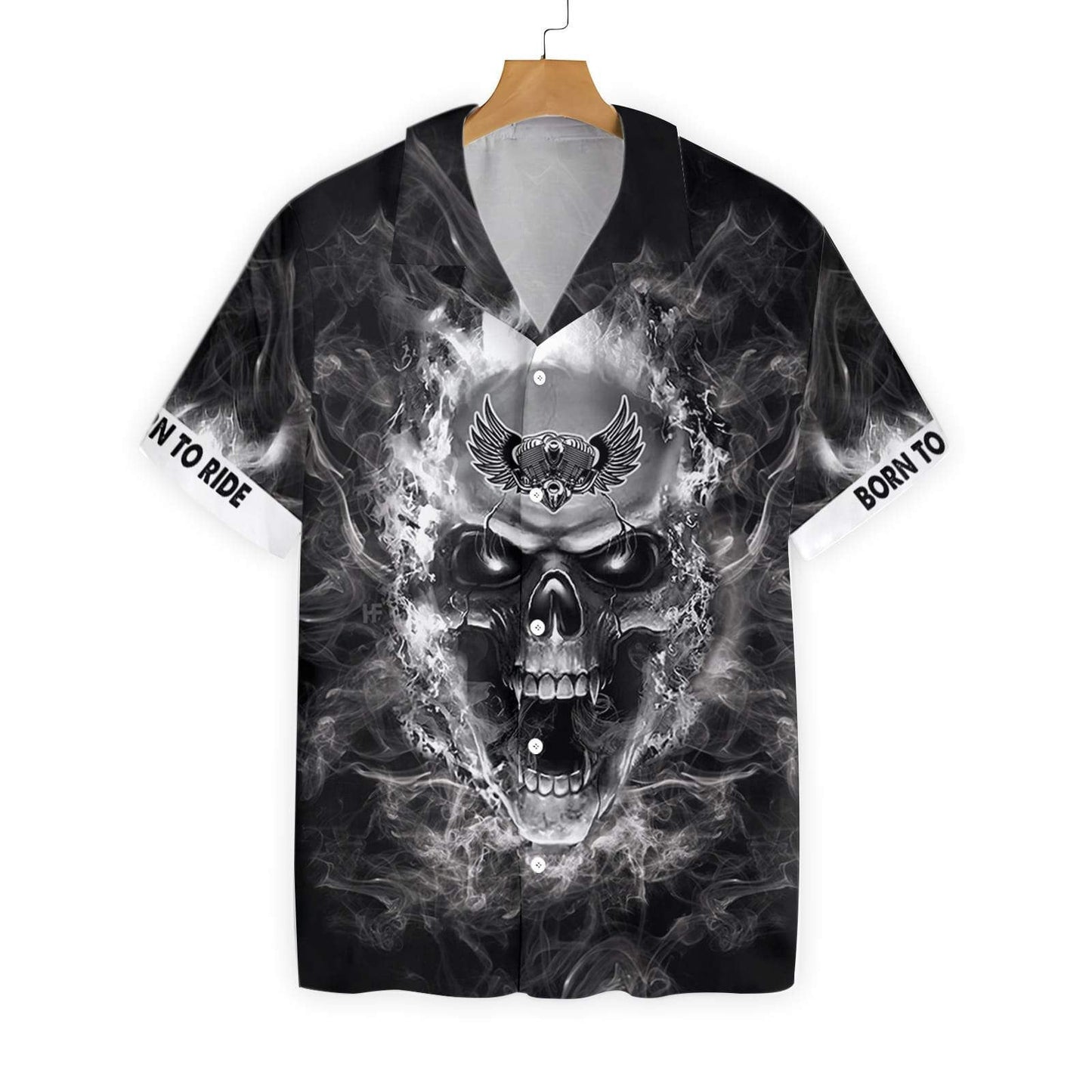 Bóthair Gluaisrothar Rí Patrún Scary Skull Cúlra Dubh Léine Haváís, Bronntanas Léine Haváíais, Bronntanas Nollag