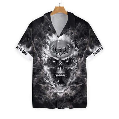 Bóthair Gluaisrothar Rí Patrún Scary Skull Cúlra Dubh Léine Haváís, Bronntanas Léine Haváíais, Bronntanas Nollag