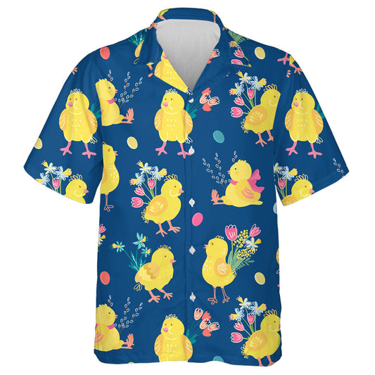 Chickens Bouquets Of Spring Flowers And Eggs Hawaiian Shirt, Hawaiian Shirt Gift, Christmas Gift