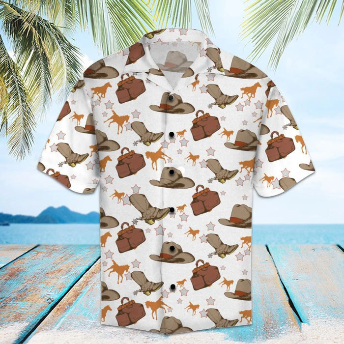 Amazing Western Cowboy Stuff Pattern Hawaiian Shirt, Hawaiian For Gift