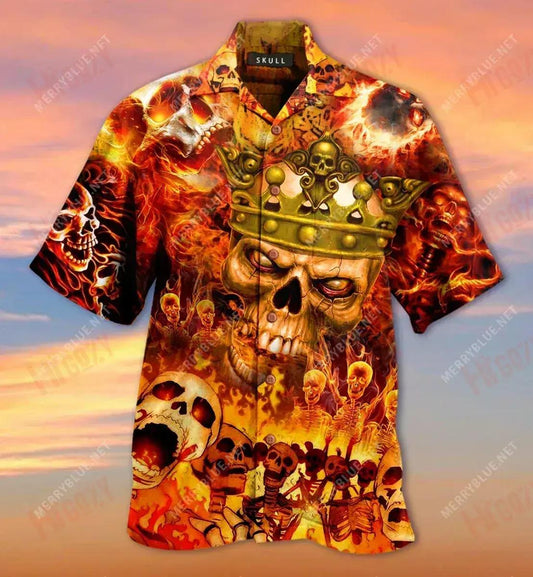 I'M The King Of Skull World Short Short Sleeve Shirt Hobbies Hawaiian T Shirts Best Hawaiian Shirts Funny Hawaiian Shirts, Hawaiian Shirt Gift, Christmas Gift