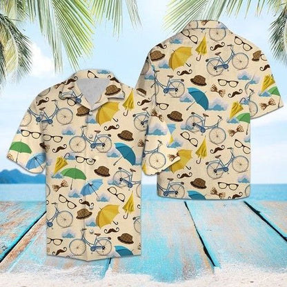 Blue Vintage Bicycle Hawaiian Shirt Summer,Hawaiian Shirt Gift, Christmas Gift
