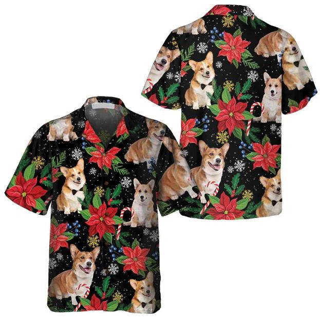 Corgi With Christmas Plants Hawaiian Shirt Gift For Dog Owners, Hawaiian Shirt Gift, Christmas Gift