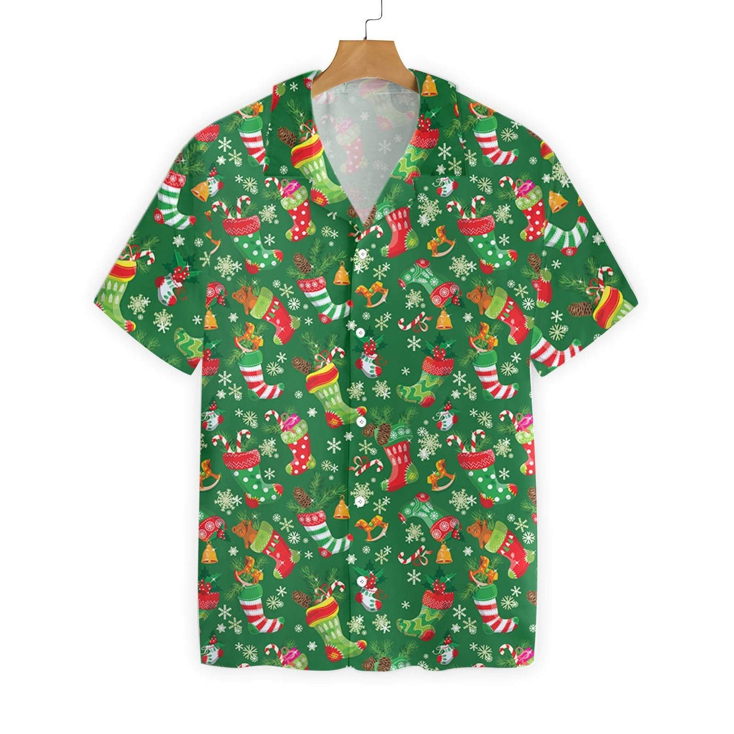 Merry Christmas With Green Background Pattern Hawaiian Shirt,Hawaiian Shirt Gift, Christmas Gift