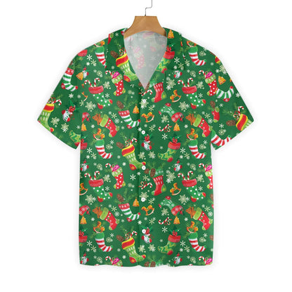 Merry Christmas With Green Background Pattern Hawaiian Shirt,Hawaiian Shirt Gift, Christmas Gift