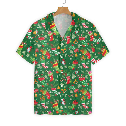 Merry Christmas With Green Background Pattern Hawaiian Shirt,Hawaiian Shirt Gift, Christmas Gift