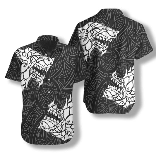 Viking Winter Wolf Rune Design Hawaiian Shirt, Hwaiian For Gift
