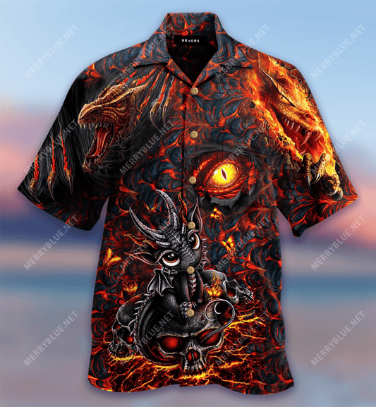 Dragon Skull Lava Haváís Aloha Shirt Shorts Haváís Beach Short Muinchille, Bronntanas Léine Haváís, Bronntanas Nollag